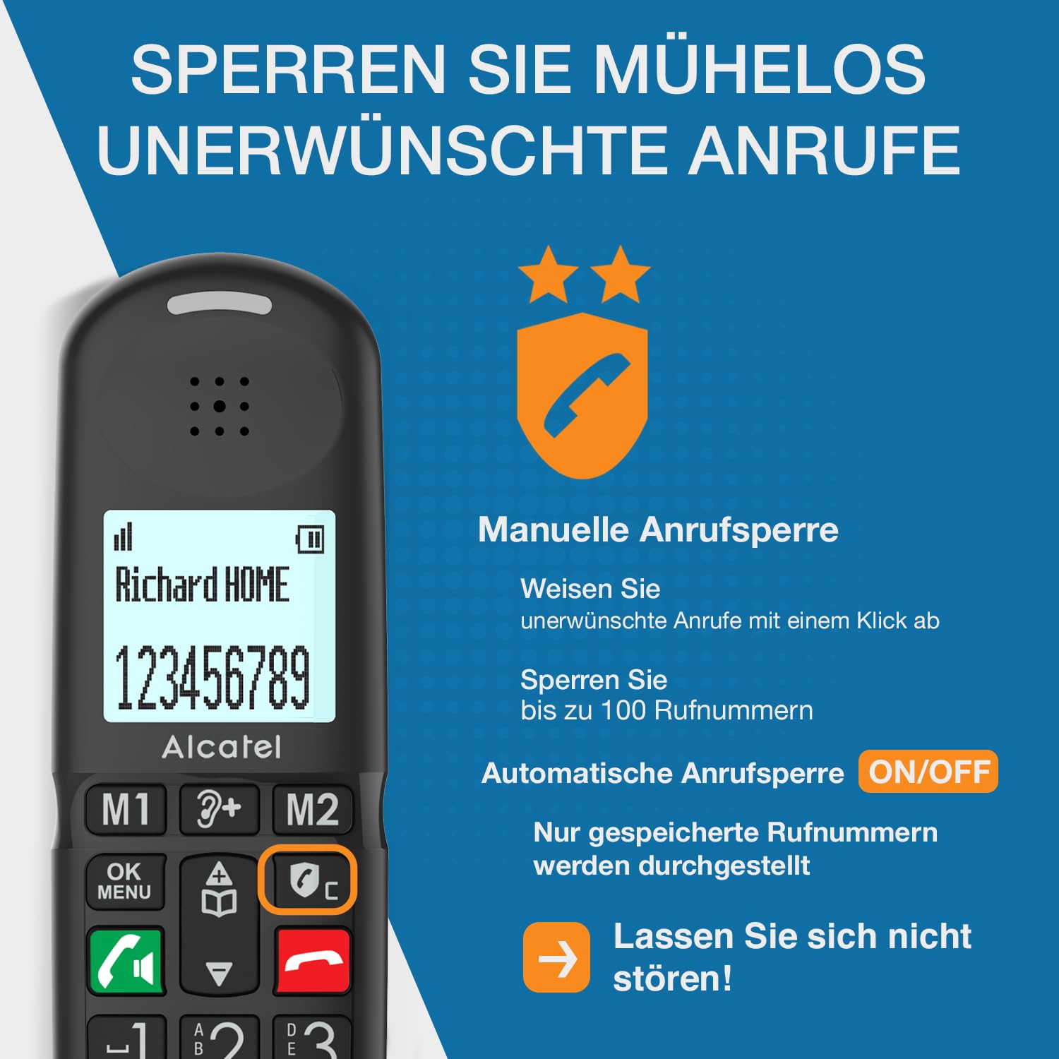 alcatel-xl685-senioren-dect-telefon-schnurlos-schwarz-solo image 4