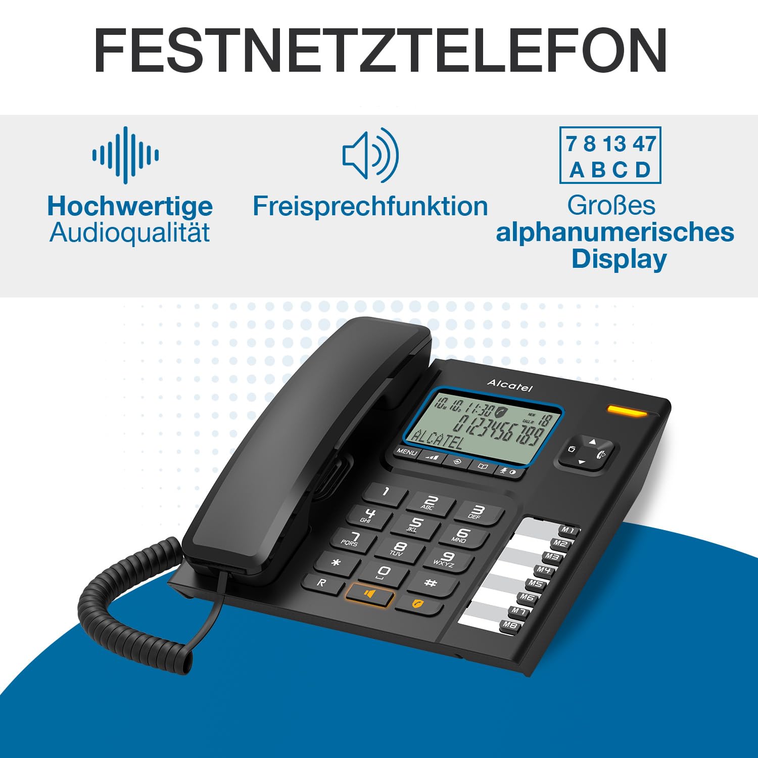 alcatel-t78-festnetztelefon-schnurgebunden-schwarz-mit-display image 2