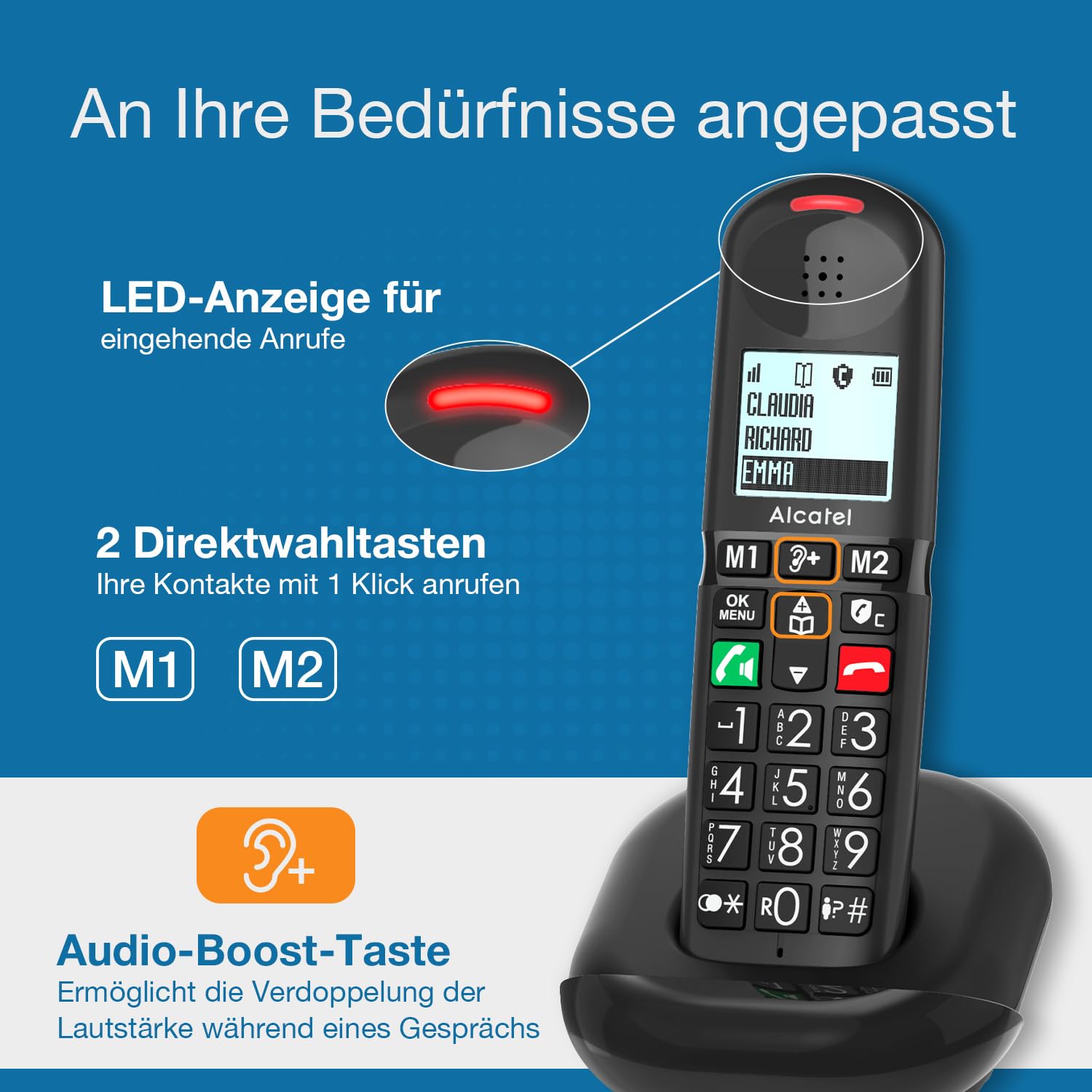 alcatel-xl685-senioren-dect-telefon-schnurlos-schwarz-solo image 3