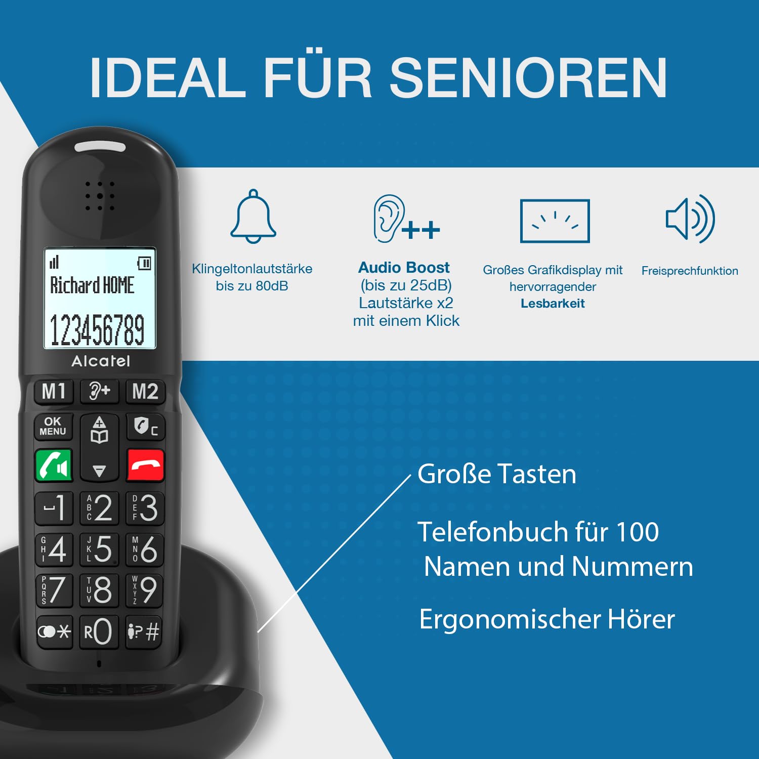 alcatel-xl685-senioren-dect-telefon-schnurlos-schwarz-solo image 2