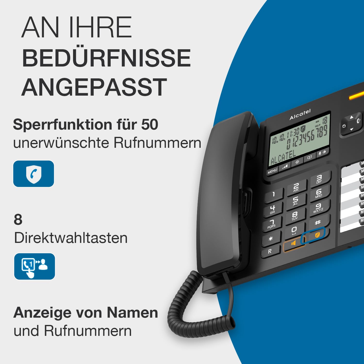 alcatel-t78-festnetztelefon-schnurgebunden-schwarz-mit-display image 3