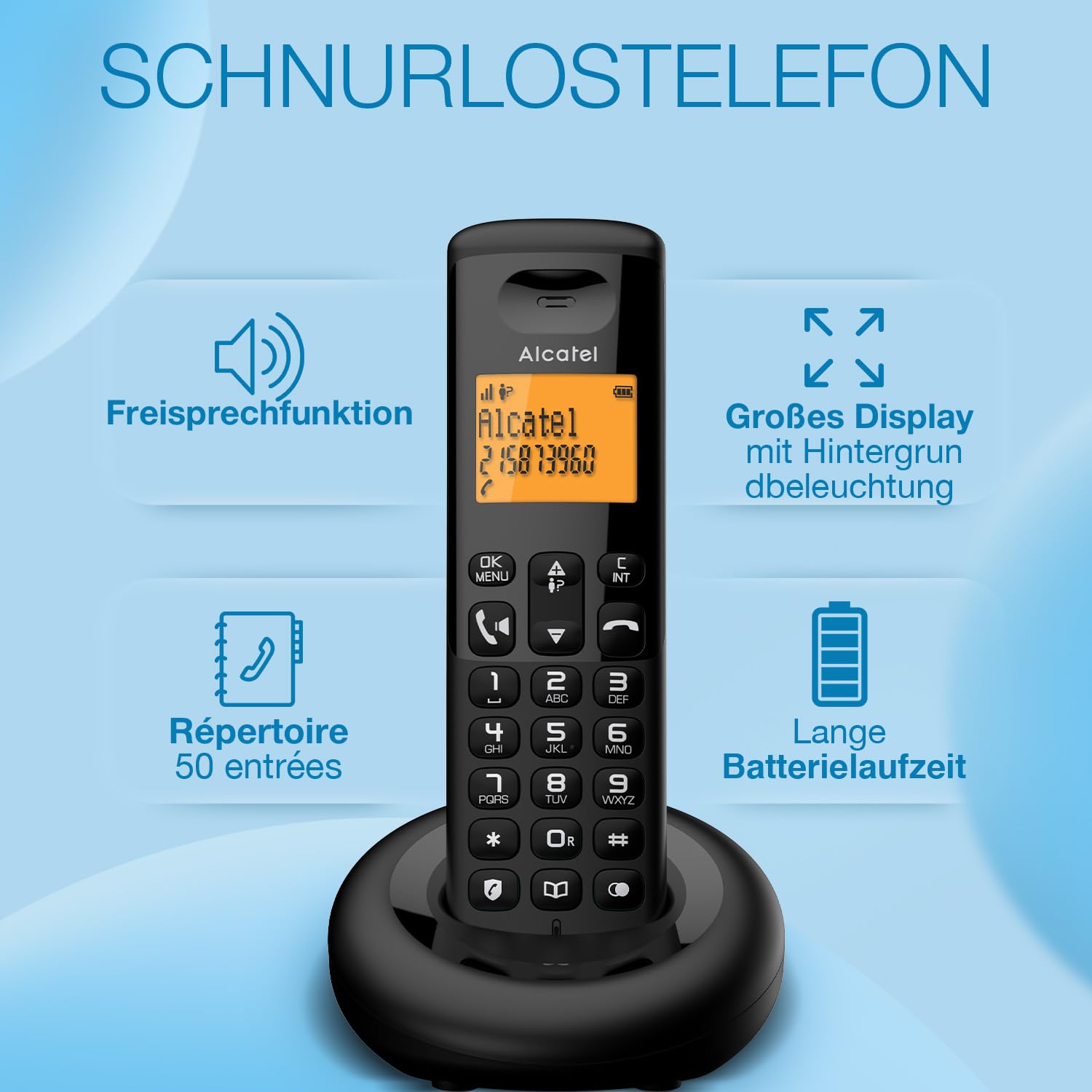 alcatel-e260-dect-telefon-schnurlos-schwarz-einzelger-t image 2